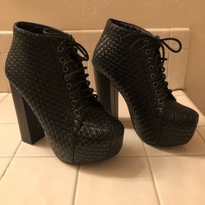Woven Leather Ankle Booties